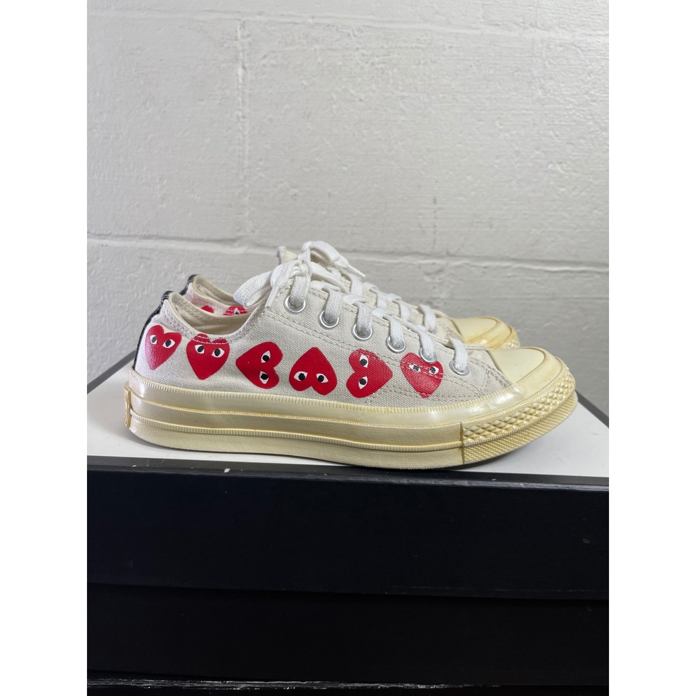 Converse x CDG Play Chuck Taylor 162975C Low White Red Sneakers Womens 7 Mens 5